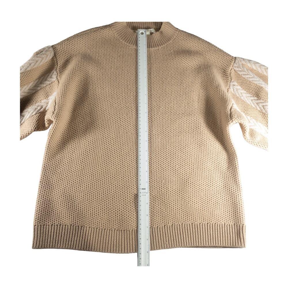 Jonathan Simkhai Women 100% Wool Balloon Sleeve Sweater Beige - Picture 7 of 11